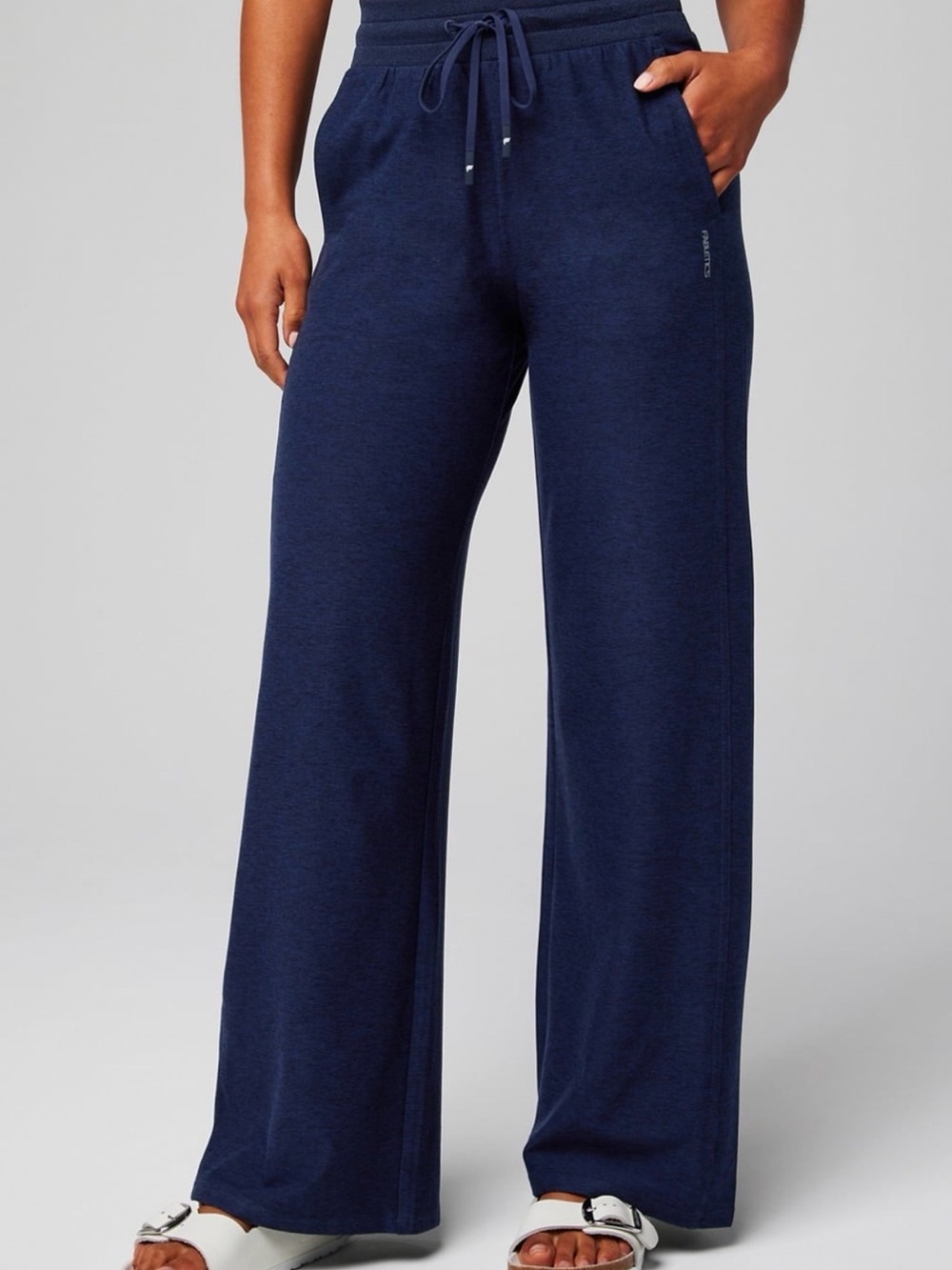 Fabletics Cloud Jersey Wide-Leg Drawstring Lounge Pants Deep Navy Sz M